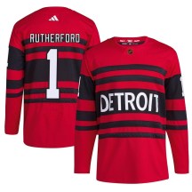 Detroit Red Wings Men's Jim Rutherford Adidas Authentic Red Reverse Retro 2.0 Jersey