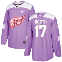 Detroit Red Wings Men's David Booth Adidas Authentic Purple Hockey Fights Cancer Practice Jersey