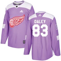Detroit Red Wings Men's Trevor Daley Adidas Authentic Purple Hockey Fights Cancer Practice Jersey