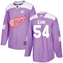 Detroit Red Wings Men's Christoffer Ehn Adidas Authentic Purple Hockey Fights Cancer Practice Jersey