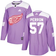 Detroit Red Wings Men's David Perron Adidas Authentic Purple Hockey Fights Cancer Practice Jersey