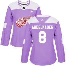 Detroit Red Wings Women's Justin Abdelkader Adidas Authentic Purple Hockey Fights Cancer Practice Jersey