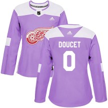 Detroit Red Wings Women's Alexandre Doucet Adidas Authentic Purple Hockey Fights Cancer Practice Jersey