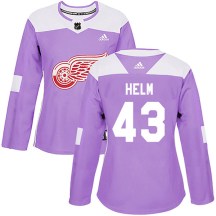 Detroit Red Wings Women's Darren Helm Adidas Authentic Purple Hockey Fights Cancer Practice Jersey