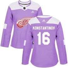 Detroit Red Wings Women's Vladimir Konstantinov Adidas Authentic Purple Hockey Fights Cancer Practice Jersey