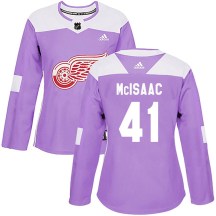 Detroit Red Wings Women's Jared McIsaac Adidas Authentic Purple Hockey Fights Cancer Practice Jersey