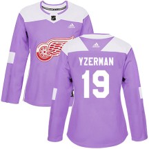 Detroit Red Wings Women's Steve Yzerman Adidas Authentic Purple Hockey Fights Cancer Practice Jersey