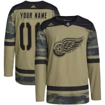 Detroit Red Wings Youth Custom Adidas Authentic Camo Custom Military Appreciation Practice Jersey