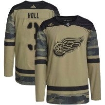 Detroit Red Wings Youth Justin Holl Adidas Authentic Camo Military Appreciation Practice Jersey