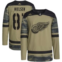 Detroit Red Wings Youth Frans Nielsen Adidas Authentic Camo Military Appreciation Practice Jersey