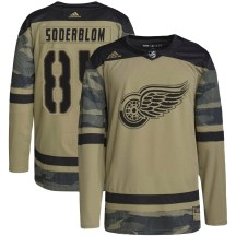 Detroit Red Wings Youth Elmer Soderblom Adidas Authentic Camo Military Appreciation Practice Jersey