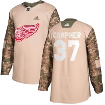 Detroit Red Wings Youth J.T. Compher Adidas Authentic Camo Veterans Day Practice Jersey