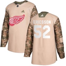 Detroit Red Wings Youth Jonathan Ericsson Adidas Authentic Camo Veterans Day Practice Jersey