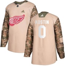 Detroit Red Wings Youth Klim Kostin Adidas Authentic Camo Veterans Day Practice Jersey