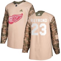 Detroit Red Wings Youth Lucas Raymond Adidas Authentic Camo Veterans Day Practice Jersey