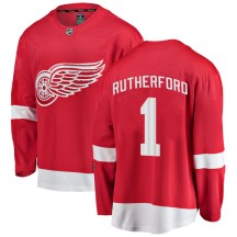 Detroit Red Wings Youth Jim Rutherford Fanatics Branded Breakaway Red Home Jersey