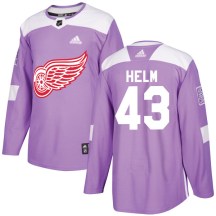 Detroit Red Wings Youth Darren Helm Adidas Authentic Purple Hockey Fights Cancer Practice Jersey