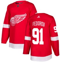 Detroit Red Wings Men's Sergei Fedorov Adidas Authentic Red Jersey