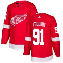 Detroit Red Wings Youth Sergei Fedorov Adidas Authentic Red Home Jersey
