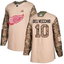 Detroit Red Wings Youth Alex Delvecchio Adidas Authentic Camo Veterans Day Practice Jersey