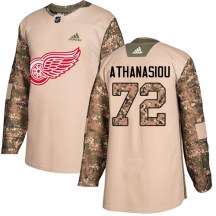 Detroit Red Wings Youth Andreas Athanasiou Adidas Authentic Camo Veterans Day Practice Jersey