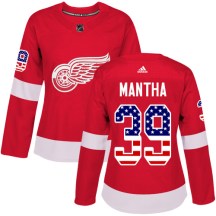 Detroit Red Wings Women's Anthony Mantha Adidas Authentic Red USA Flag Fashion Jersey