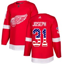 Detroit Red Wings Men's Curtis Joseph Adidas Authentic Red USA Flag Fashion Jersey