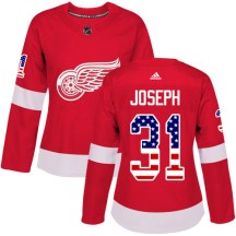 Detroit Red Wings Women's Curtis Joseph Adidas Authentic Red USA Flag Fashion Jersey