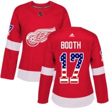 Detroit Red Wings Women's David Booth Adidas Authentic Red USA Flag Fashion Jersey