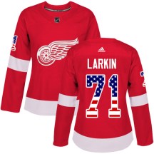Detroit Red Wings Women's Dylan Larkin Adidas Authentic Red USA Flag Fashion Jersey