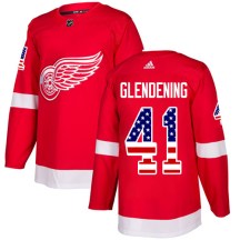 Detroit Red Wings Men's Luke Glendening Adidas Authentic Red USA Flag Fashion Jersey