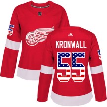 Detroit Red Wings Women's Niklas Kronwall Adidas Authentic Red USA Flag Fashion Jersey