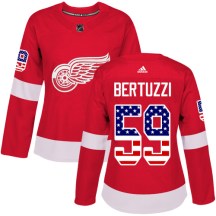 Detroit Red Wings Women's Tyler Bertuzzi Adidas Authentic Red USA Flag Fashion Jersey